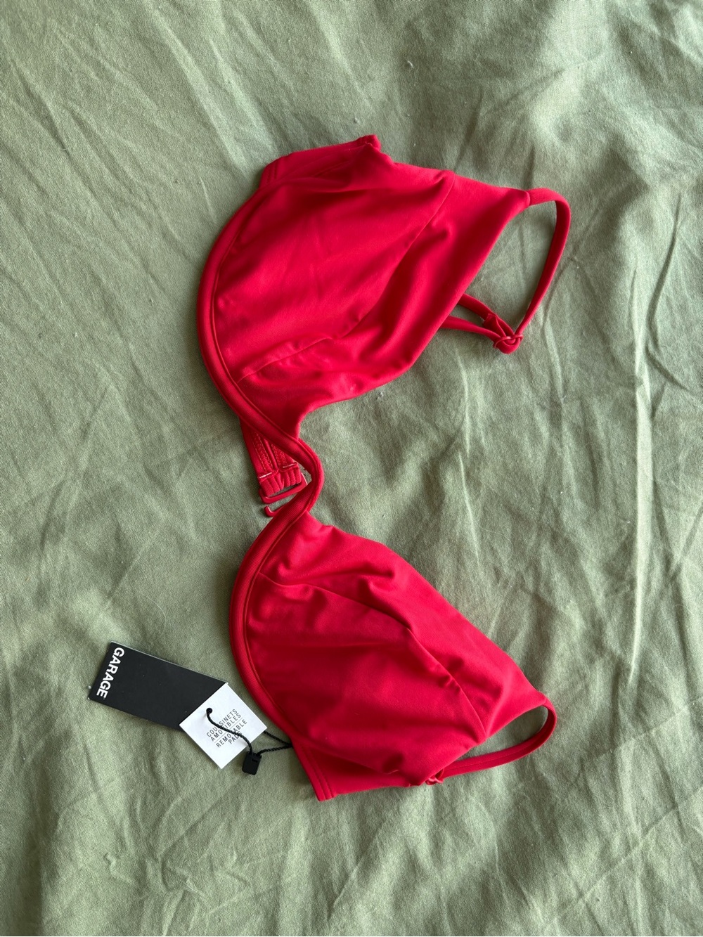 Garage Bright Red Underwire Bikini top with Adjustable Straps